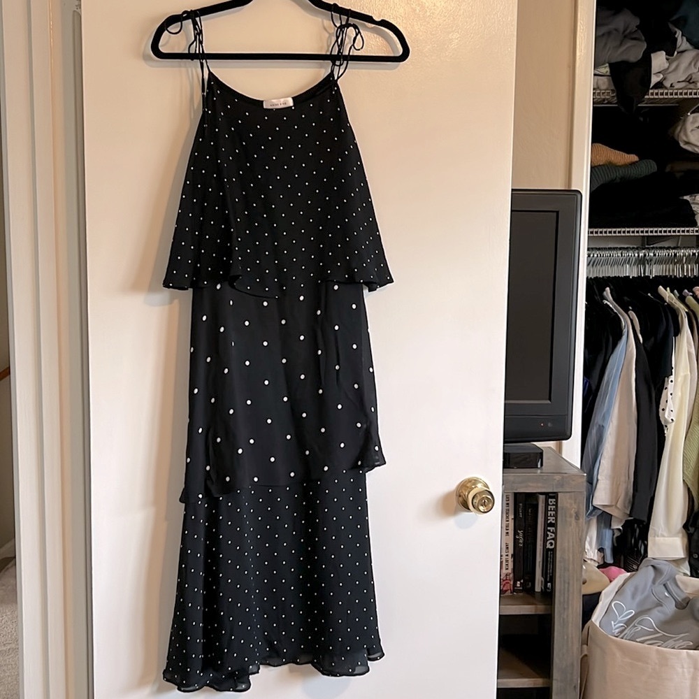 Anine Bing Black and White Polka Dot Midi Dress - Picture 2 of 8